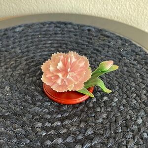 Porcelain Carnation with Green Leaves - home accent